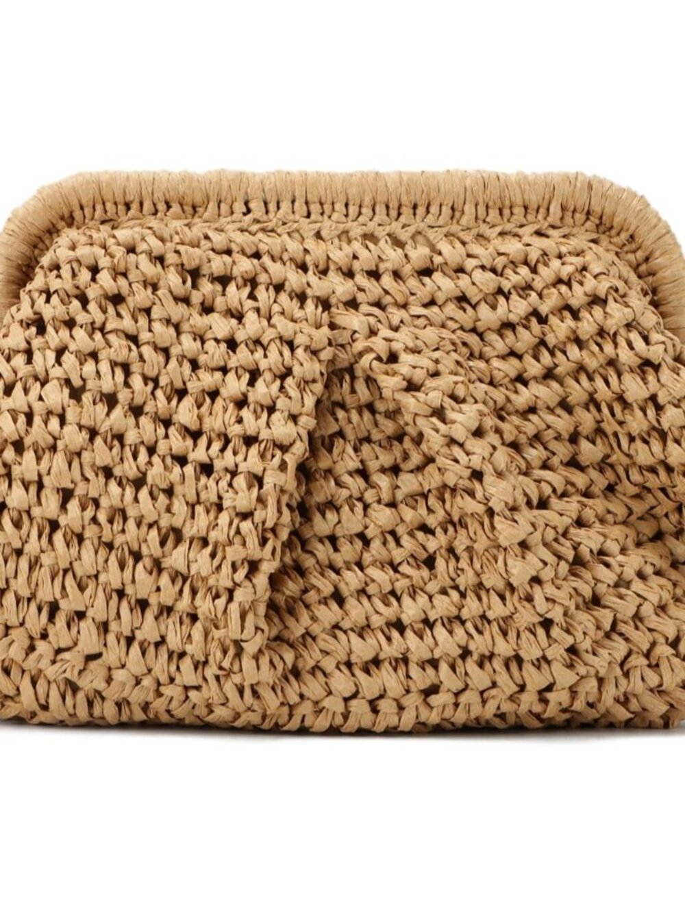 Straw Clutch Purses for Women Woven Dumpling Bag Summer Beach Clutch Wicker Cros - Picture 1 of 7